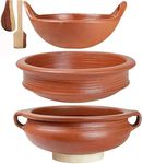 Craftsman India Online Craftsman Clay Handi/Pot For Cooking And Serving Combo 1, 2 & 3 Liter, Red