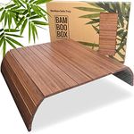 BAM BOO BOX - Sofa Arm tray, Bamboo Sofa tray, Wooden Armchair tray, Foldable Couch tray, Sofa table tray, Flexible Couch arm table, Side Armrest Brown Colour