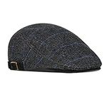 besbomig Mens Tweed Flat Cap Driving Hat Newsboy Cap - Adjustable Fashion Newsboy Irish Beret Hat, Autumn Winter, 55-59CM