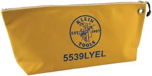 Klein Tools 5539LYEL Zipper Bag, Large 16-Inch Canvas Tool Pouch for Tool Storage with Brass Zipper, and Grommet for Hanging, Yellow