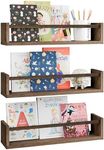 Fixwal Nursery Book Shelves, 16.5 Inch Floating Bookshelves for Wall Set of 3, Baby Nursery Decor, Solid Wood Wall Mounted Shelves for Books, Toys and Decor Storage (Brown)