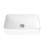 STYLISH 19 x 11 1/2 Inch Vessel Sink Rectangular Over The Counter Bathroom Sink Enamel Glaze Finish, Fine Porcelain Smooth & Stain Resistant Non Porous Surface Bathroom Vessel Sinks White, P-227H