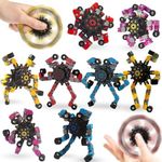 8Pcs Funny Sensory Fidget Spinner Toys, Finger Hand Spinning Toy, DIY Deformable Robot Fidget Toy Mechanical Gyro Toys, Stocking Stuffers for Kids Adults