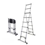 Telesteps 12ES 8 ft Telescoping A-Frame Stepladder – Type 1AA (375 lb) Rated | Compact Folding Aluminum Ladder with Stair Offset, Safety Locks, One-Touch Retraction, OSHA Compliant