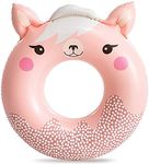 GLAMOURHOLIC Cute Llama Animal Swimming Ring Air Tube for Kids and Adults - Inflatable Floaters Adorable Design Water Pool for Summer Fun for Pool, Lake, Beach, Party, Lounge for Friends and Family