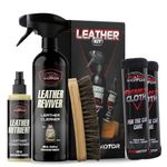 BassMotor - Leather, Suede & Alcantara Car Kit - Cleans, degreases & nourishes seats & upholstery. Includes: Leather Reviver 500ml, Nutrient 100ml, Pro Brush & 2 Premium Microfiber Cloths.