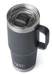 YETI Rambler Travel Mug, Stainless Steel Vacuum Insulated Mug with Stronghold Lid, Charcoal, 20 oz (591 ml)