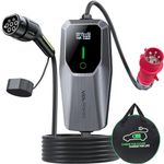 VDLPOWEREU EV Charger 11kw,Type 2 EV Charger 6A/8A/10A/13A/16A, Variable, Home Electric Car Charger Cable, 5M, with CEE 3 Pin Charger with LED Display& Carry Bag, IP65 Waterproof
