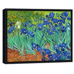 Wieco Art Framed Art Prints Irises by Van Gogh Famous Flowers Oil Paintings Reproduction Modern Giclee Canvas Prints Artwork Pictures on Canvas Wall Art for Wall Decor Black Frame VAN-0009-3040BF