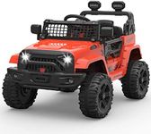 Ride on Truck Car 12V Kids Electric Vehicles with Remote Control Spring Suspension, LED Lights, Bluetooth, 2 Speeds