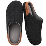 LongBay Men's Knit Slippers Memory Foam House Shoes with Breathable Lining for Indoor Outdoor All Seasons, Knit Black 10UK