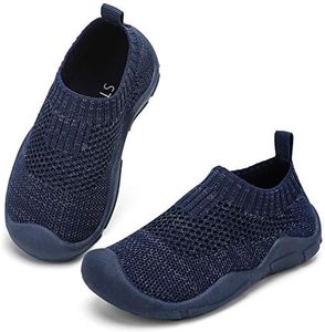 STQ Toddler Boys Shoes School Slip on Sneakers for Kids Sock Shoes Navy Blue Size 5 Toddler