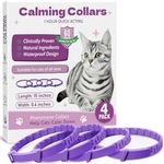 Soother Cats Calming Collars for Anxiety & Stress Relief, Adjustable Pheromone Band, Lavender-Free, Natural Formula, Rapid Comfort Effect, Drug-Free, 4 Pack -Purple