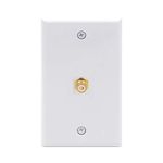 VCE RCA Connector Wall Plate, 1-Port Keystone Wall Plate with RCA Keystone Jack Insert for Subwoofer Audio Port, White