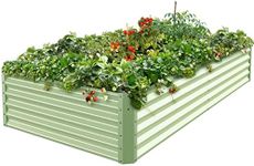 Galvanized Raised Garden Bed Box Outdoor 17" Tall Raised Garden Beds Outdoor Garden Planter Outdoor Garden Boxes Outdoor Raised Metal Raised Garden Beds for Vegetables 96"X48"X17", Mint Green