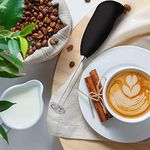 ELITAPRO Powerful Milk Frother Wand - Ultra Fast Handheld Drink Mixer - Electric Whisk Foam Maker for Coffee, Lattes, Cappuccino, Frappe, Matcha, Hot Chocolate & Coffee Creamer(Black stend)