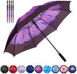 Goothdurs 62/68 Inches Golf Umbrella Automatic Open Windproof Waterproof Large Double Canopy Vented Rain Stick Umbrellas for Men Women