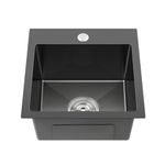 TSIBOMU 15 x 17 Inch Kitchen Bar Sink Drop in,304 Stainless Steel Handmade Single Bowl Topmount Kitchen Sink, Black