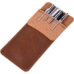 Wisdompro Genuine Leather Heavy Duty Pocket Protector Pen Holder/Pouch for Shirts, Lab Coats, Pants - Multi-Purpose - Holds Pens, Pointers, Pencils, and Notes - Vintage Brown