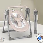 Infantso Automatic Baby Swing with 5 Point Safety Harness, Adjustable Swing for Baby 0-2 Years with Bluetooth & Remote Control, 5-Speeds, Mosquito Net, Soothing Music, Free Cushion