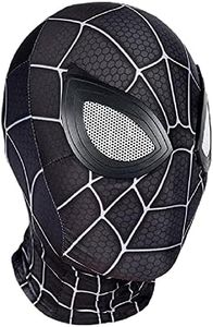 KaKille Peter Parker Mask Black Miles Morales Headwear Lycra Full Mask Halloween Film Cosplay Costume Props Accessories, C-One Size