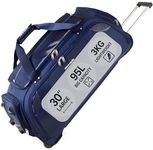 Pierre Cardin Lightweight Roller Holdall with Wheels - Durable Large Navy Duffle Bag On Wheels, Travel Holdall, Gym, Cricket, Ice Skate and Tool Bag | Wheeled Duffel CL769 (Large Navy 30")