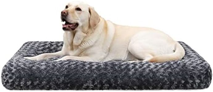 KSIIA Cama para Perro Grande, 90x60cm, Camas Antiestres Perro L, Colchon Cojín Perro Grande, Colchoneta Perro Lavable a Máquina, Fondo Antideslizante Dog Bed, Gris Oscuro