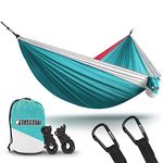 Bear Butt Lightweight Double Parachute Portable Two-Person Camping Hammock, Sky Blue/Pink/White