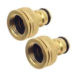 Hydrogarden Brass Garden Hose Tap Connector 1/2 Inch 20mm to 3/4 Inch 25mm Outdoor Threaded Brass Hose Quick Tap Connector Brass Hose Pipe Fittings Water Hose Faucet Adapter