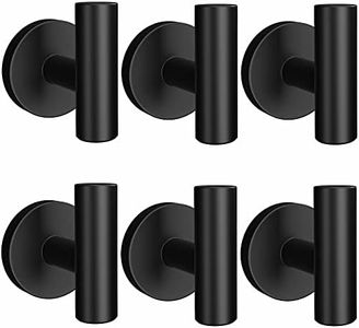 SOCONT Towel Hooks for Bathrooms Wall Mount, 6 Pack Matte Black Towel Hook for Hanging, Heavy-Duty Bathroom Wall Hooks for Towel Robe Black Wall Hooks SUS 304 Stainless Steel for Bathroom Kitchen