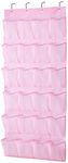 MISSLO Kids Shoe Organizer Pink Room Decor for Bedroom Door Hanging Baby Closet Storage over the Rack Breathable 24 Large Mesh Pockets for Toddler Girl