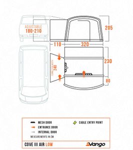 Vango Cove III Air Campervan Awning with Front Canopy – Inflatable, 4000mm Waterproof, Mid (215-255cm)
