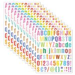 DIYBravo 10 Sheets 800pcs Colorful Letter Stickers Vinyl Alphabets Stickers 2.5cm + Number Stickers Self Adhesive, Mailbox Numbers Stickers, Decals for Sign, DIY Crafts Art Making, Classroom Décor