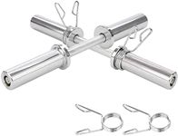 Chase Fitness Olympic 2" Dumbbell Bars Plate Loaded Chrome Handles with 4 Spring Clips, Adjustable Weights