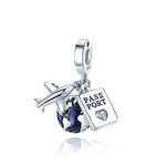 KUNSIR 925 Sterling Silver Charms Travel Round The World Charm fits Charms Bracelets Three Pieces Suit Dangle Pendant Beads Charms Gift for Women