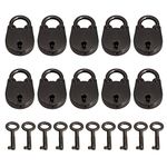 BQLZR Nickel Black Zinc Alloy Small Archaize Padlocks Old Vintage Antique Style Luggage Box Key Lock With key Pack of 10