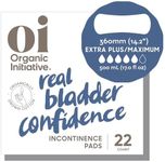 Oi | Organic Initiative Incontinence Pads for Women | Certified Organic Cotton Topsheet, Breathable, Hypoallergenic | Suitable for Postpartum | Extra Plus (360mm) 22 pads