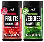 Fruits and Veggies Supplement - High Fiber Supplement for Immunity, Gut & Energy - Super Reds & Super Greens Supplements with Marshmallow Root - 240 Reds and Super Greens Powder Superfood Capsules