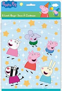 Unique Peppa Pig Plastic Loot Bags - 8 Count