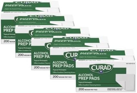 Curad Alcohol Prep Pads, 70% Alcohol, 1000 Count (5 Boxes 200 CT/EA)