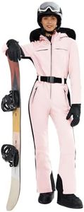 Yousify Womens Ski Suit One Piece Snowsuit Onesie Waterproof Windproof Ski Jacket Snowboard Sports Slim Jumpsuits Outerwear