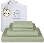 Threadmill Egyptian Cotton Sheets for King Size Bed | 100% Certified Egyptian Cotton King Bed Sheets Set | Snug Fit Elastic Deep Pocket King Sheets Soft, Breathable Solid Sateen | Sage Green