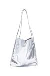 Ulisty Women Patent Leather Bag Soft Tote Bag Casual Shoulder Bag Fashion Handbag silver