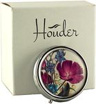 Designer Pill Box by Houder - Decorative Pill Case with Gift Box - Carry Your Meds in Style (Violets)