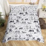 Western Duvet Cover Western Cowboy Bedding Set for Kids Farmhouse Comforter Cover Galloping Horse Bedspread Cover Breathable Bedding Collection 3Pcs Double