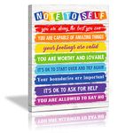 KAIRNE Rainbow Decor Note to Self Playroom Wall Decor for Kids Wall Art,Rainbow Classroom Positive Affirmations Inspirational Quote Picture(12x16inch,framed) Motivational Poster For Kids Room Decor