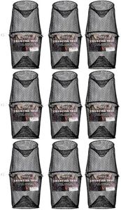 Crawfish Trap Crawdads Crayfish Trap Torpedo Heavy Duty Bait Trap Steel Mesh Wire Black with Clip Two-Piece Durable (9 Pack)