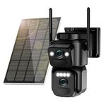 Uniter 6MP Dual Lens Solar Security Cameras Wireless Outdoor, 2.4G WiFi Camera Surveillance Exterieur, 360 PTZ Home Security Camera with Color Night Vision, Auto Tracking, Human Detection