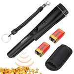 XPSGOLD Metal Detector Pinpointing,Waterproof Pinpointer 360 Degree Search Gold&Treasure Finder with Belt Holster &LED Indicator& Buzzer Vibration, for Adults and Kids(Black)