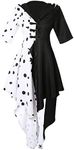 Drofe Cruella Devil Costume Women Dress with Gloves Cosplay Outfit for Halloween (M)